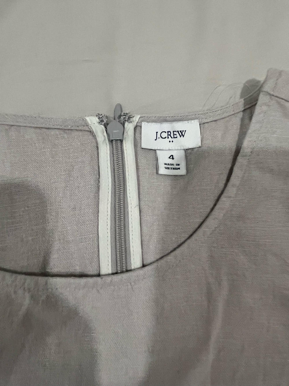 J.Crew Linen-Blend Dress in Light Taupe with White Trim